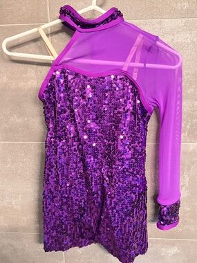 Weissman Purple Sequin One-Sleeve Dance Costume